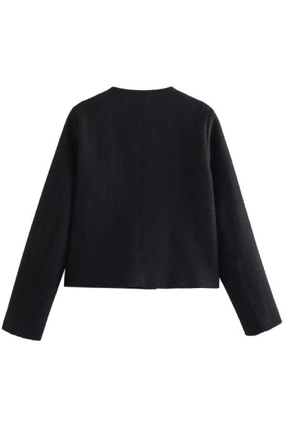 Velina Moda | Neck Slim Fit Colorblock Women'S Button Jacket