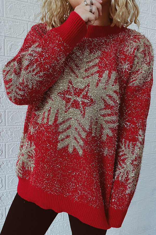 Velina Moda | Christmas Pattern Knitted Round Neck Long Sleeve Sweater