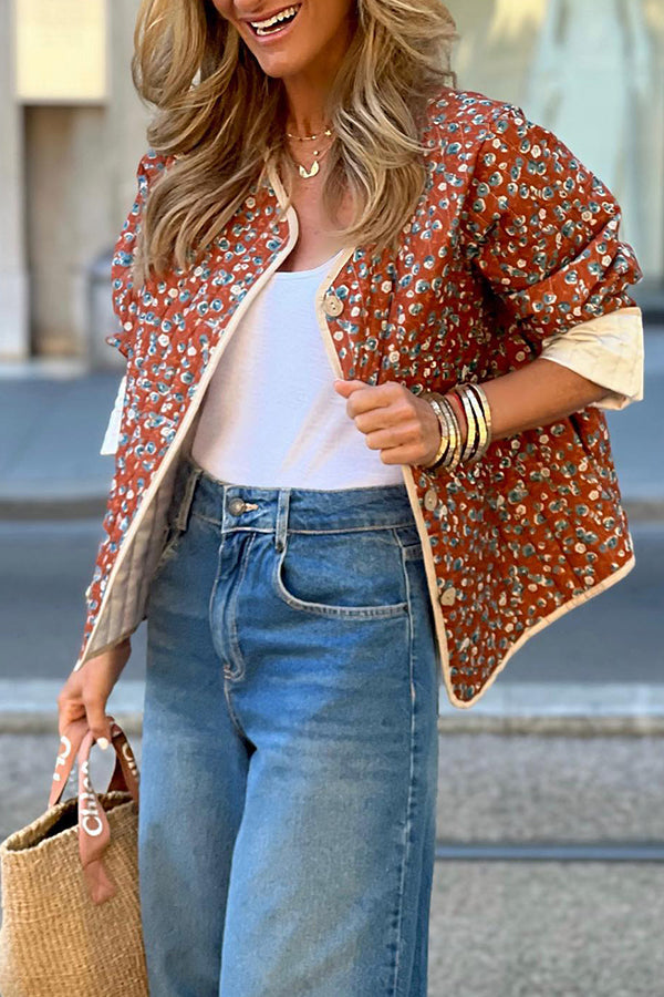 Velina Moda | Cotton Floral Contrast Cotton Jacket