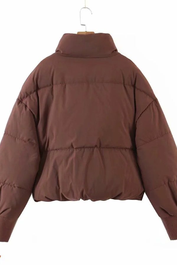 Velina Moda | Collar Zipper Pocket Thick Warm Cotton Jacket