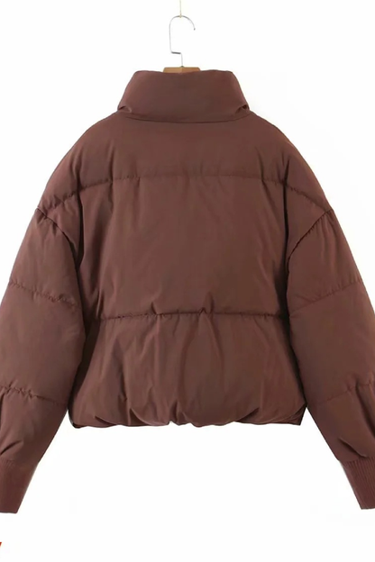 Velina Moda | Collar Zipper Pocket Thick Warm Cotton Jacket