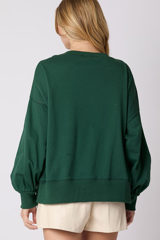 Velina Moda | Christmas Bow Decorated Casual Long Sleeve Sweatshirt