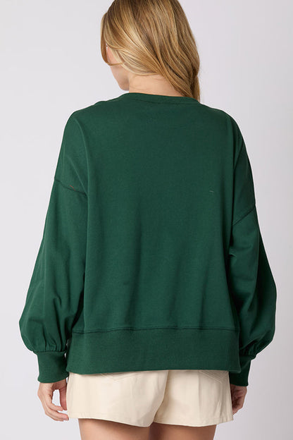 Velina Moda | Christmas Bow Decorated Casual Long Sleeve Sweatshirt