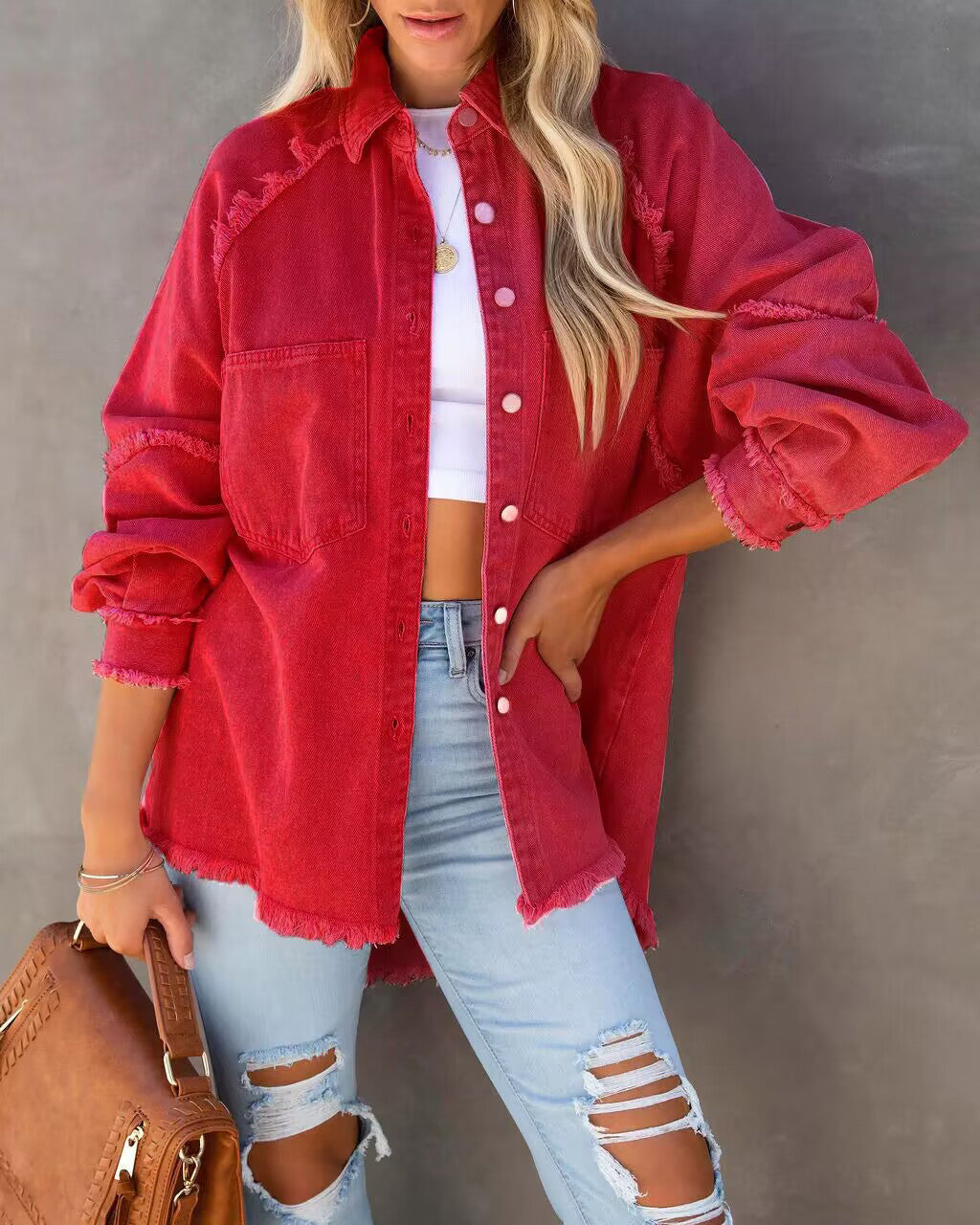 Velina Moda | Edge Patchwork Pocket Denim Jacket