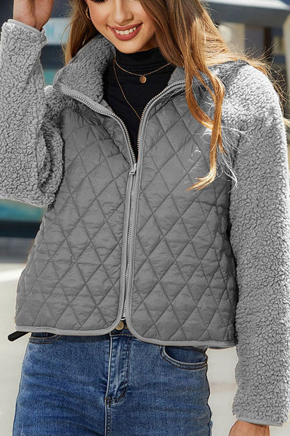 Velina Moda | Panelled Zip Jacket with Long Sleeves