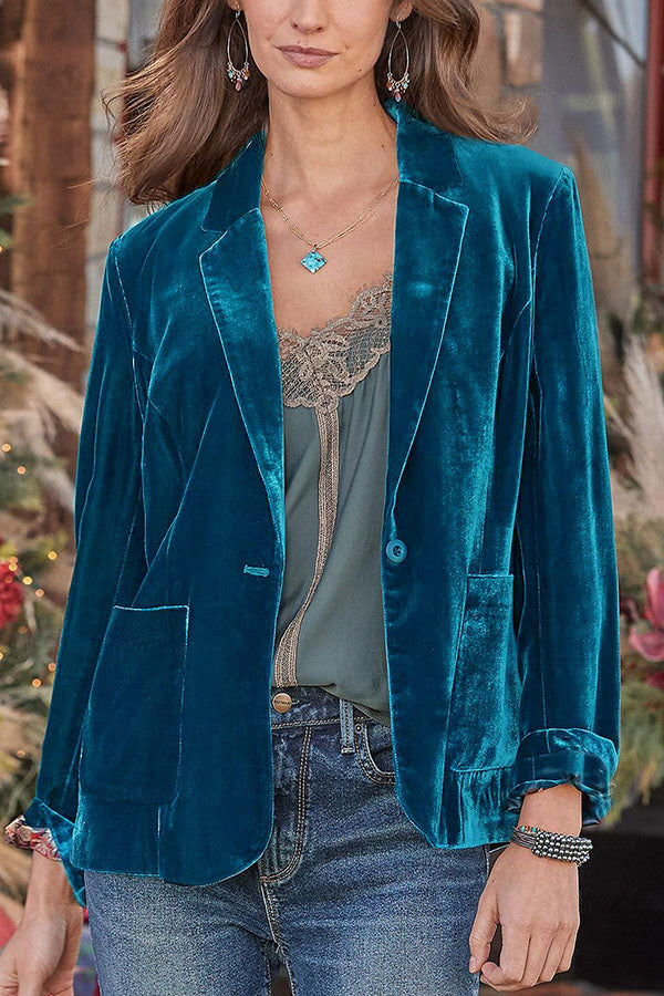 Velina Moda | Velvet Cropped Top Small Blazer