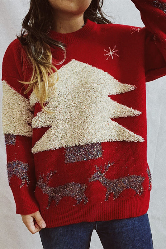 Velina Moda | Christmas Pattern Knitted Round Neck Long Sleeve Sweater
