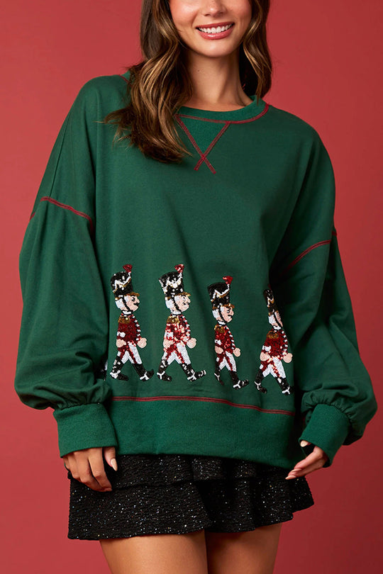 Velina Moda | Christmas Soldier Sequins Long Sleeve Casual Sweatshirt