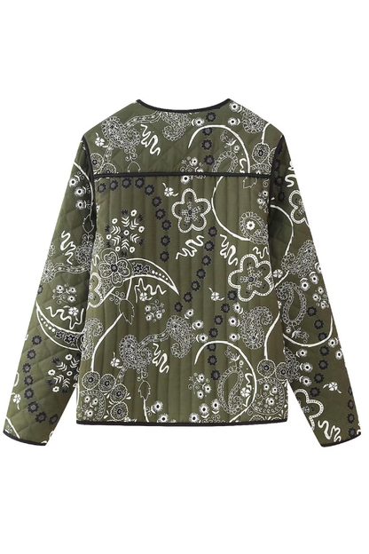 Velina Moda | Print Bags Casual Crew Neck Jacket