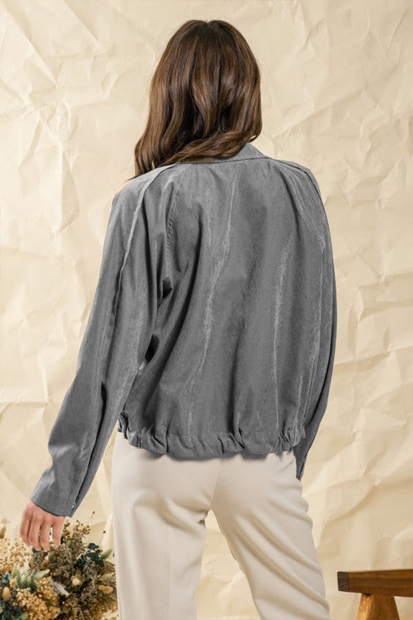 Velina Moda | Checked Lapel Double-Button Two-Pocket Midi Jacket