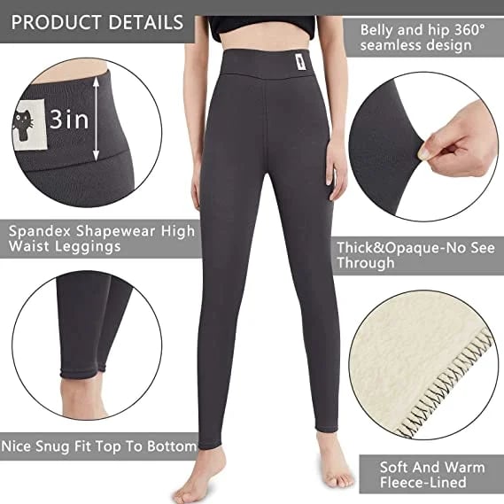 Velina Moda | Women's Winter Pants Fleece - Warm Leggings with Shaping Effect