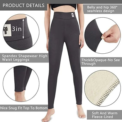 Velina Moda | Women's Winter Pants Fleece - Warm Leggings with Shaping Effect