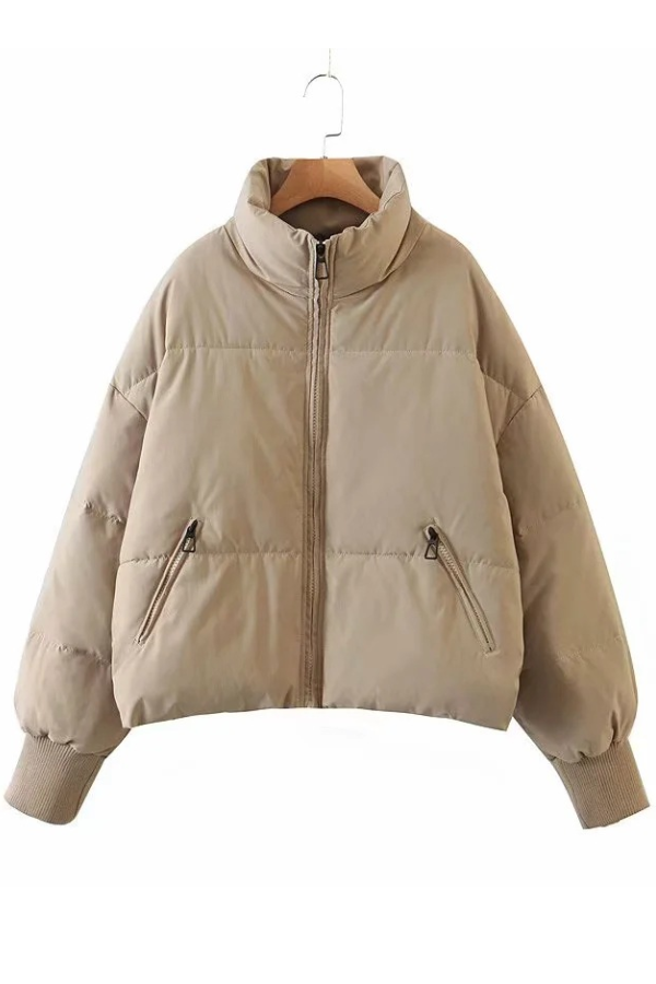 Velina Moda | Collar Zipper Pocket Thick Warm Cotton Jacket