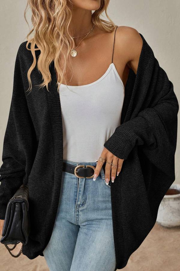 Velina Moda | Bat Sleeve Cardigan Loose Knit Jacket