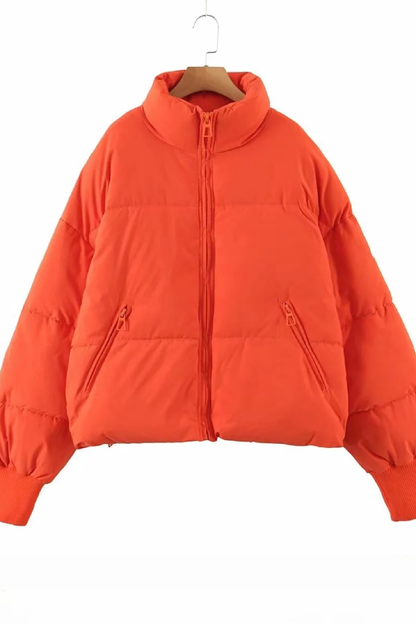 Velina Moda | Collar Zipper Pocket Thick Warm Cotton Jacket