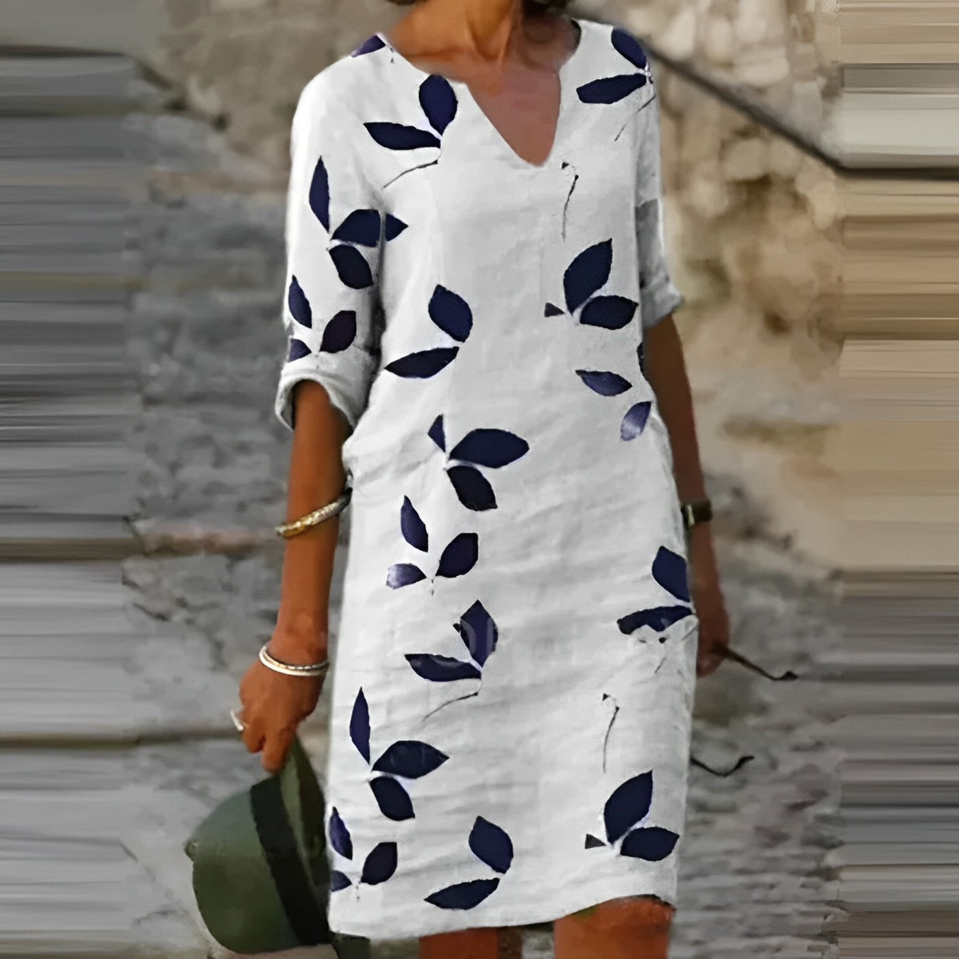 Stunning summer dress with leaf print for women