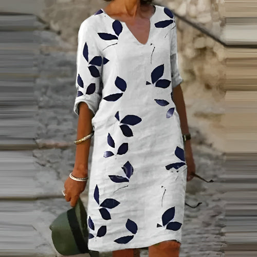 Stunning summer dress with leaf print for women