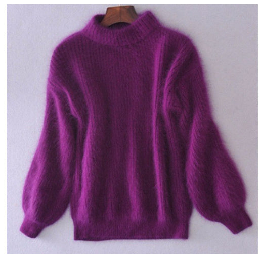 Winter Sweater with Fleece Knit and Balloon Sleeves