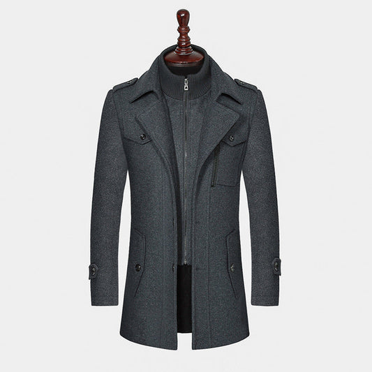 Winter Coat in Wool Blend with Knitted Inner Lining
