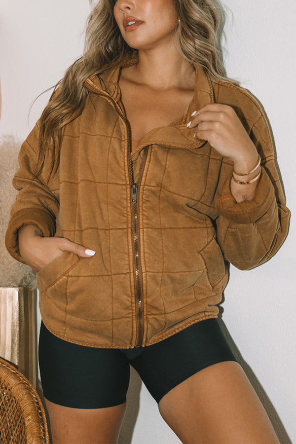 Velina Moda | Attached Pocket Quilted Jacket Crop