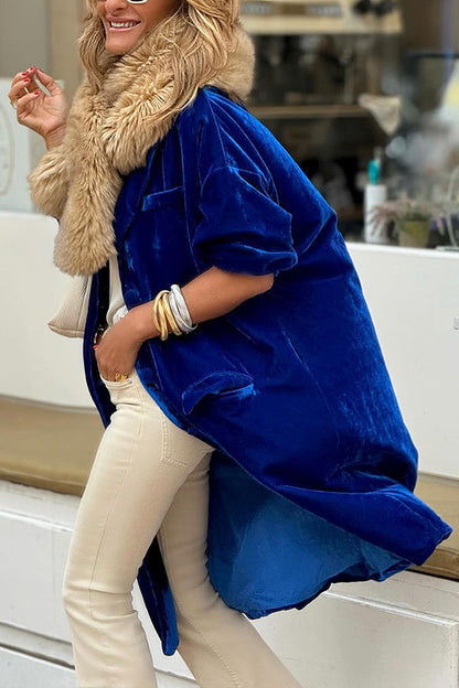 Velina Moda | Gold Velvet Trench Coat Long Skirt Jacket