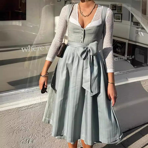 Melina – Gray Oktoberfest dress with satin bow