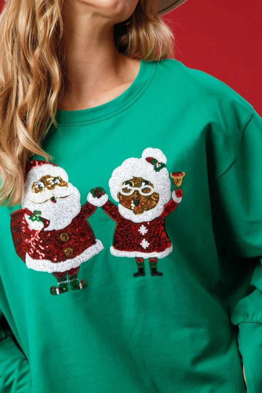 Velina Moda | Santa Sequins Casual Loose Long Sleeve Sweatshirt