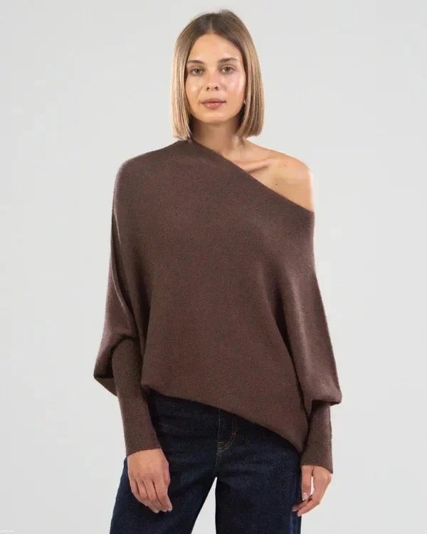 Asymmetrical draped sweater