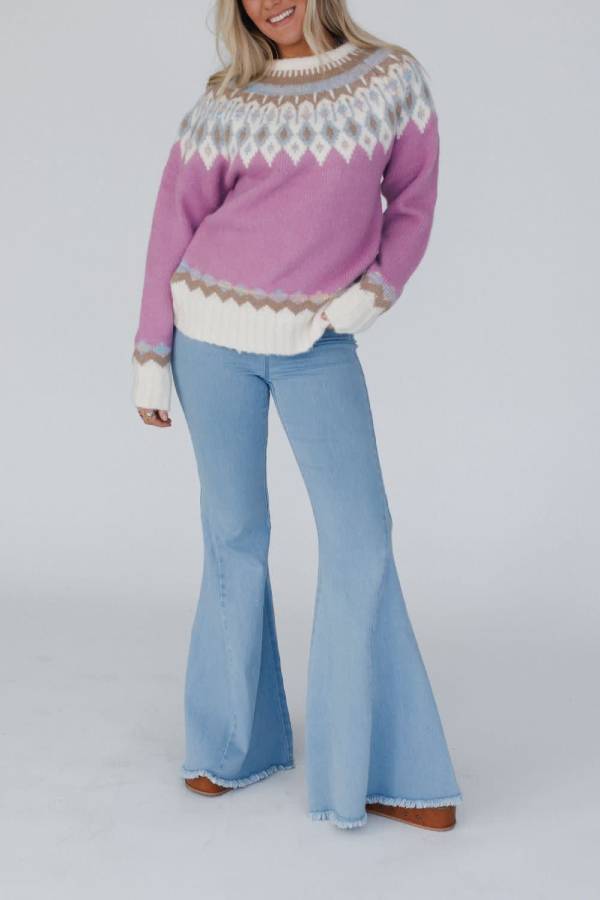 Velina Moda | Christmas Thickened Round Neck Long Sleeve Knitted Sweater