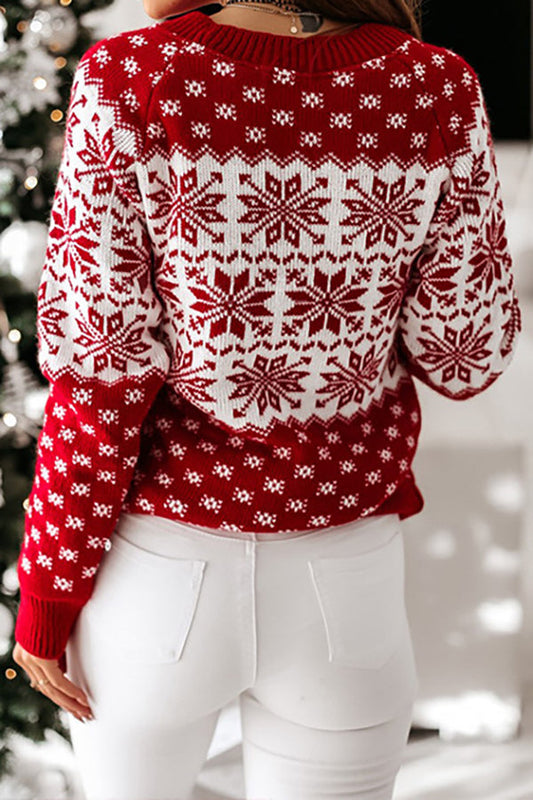 Velina Moda | Christmas Pattern Knitted Round Neck Long Sleeve Sweater