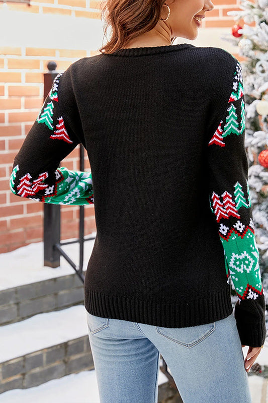 Velina Moda | Multicolor Snowflake & Dinosaur Print Christmas Cardigan