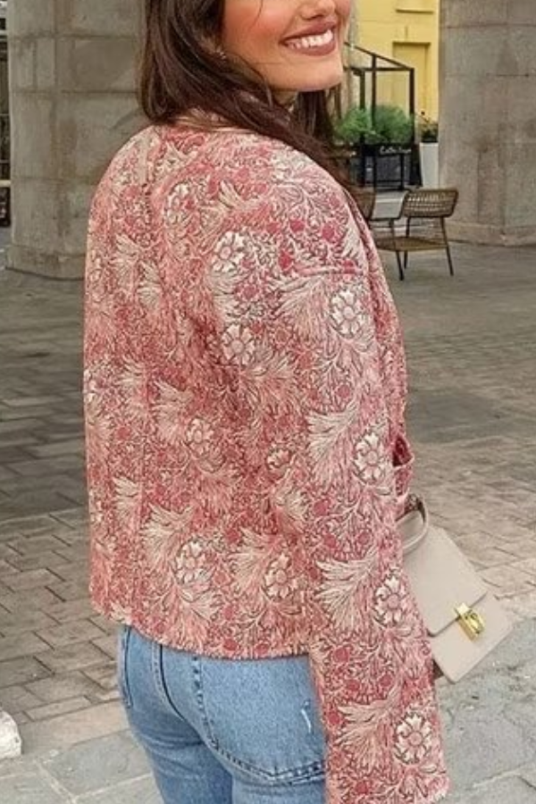 Velina Moda | Fashion Versatile Printed Cardigan Long Sleeve Cotton Jacket