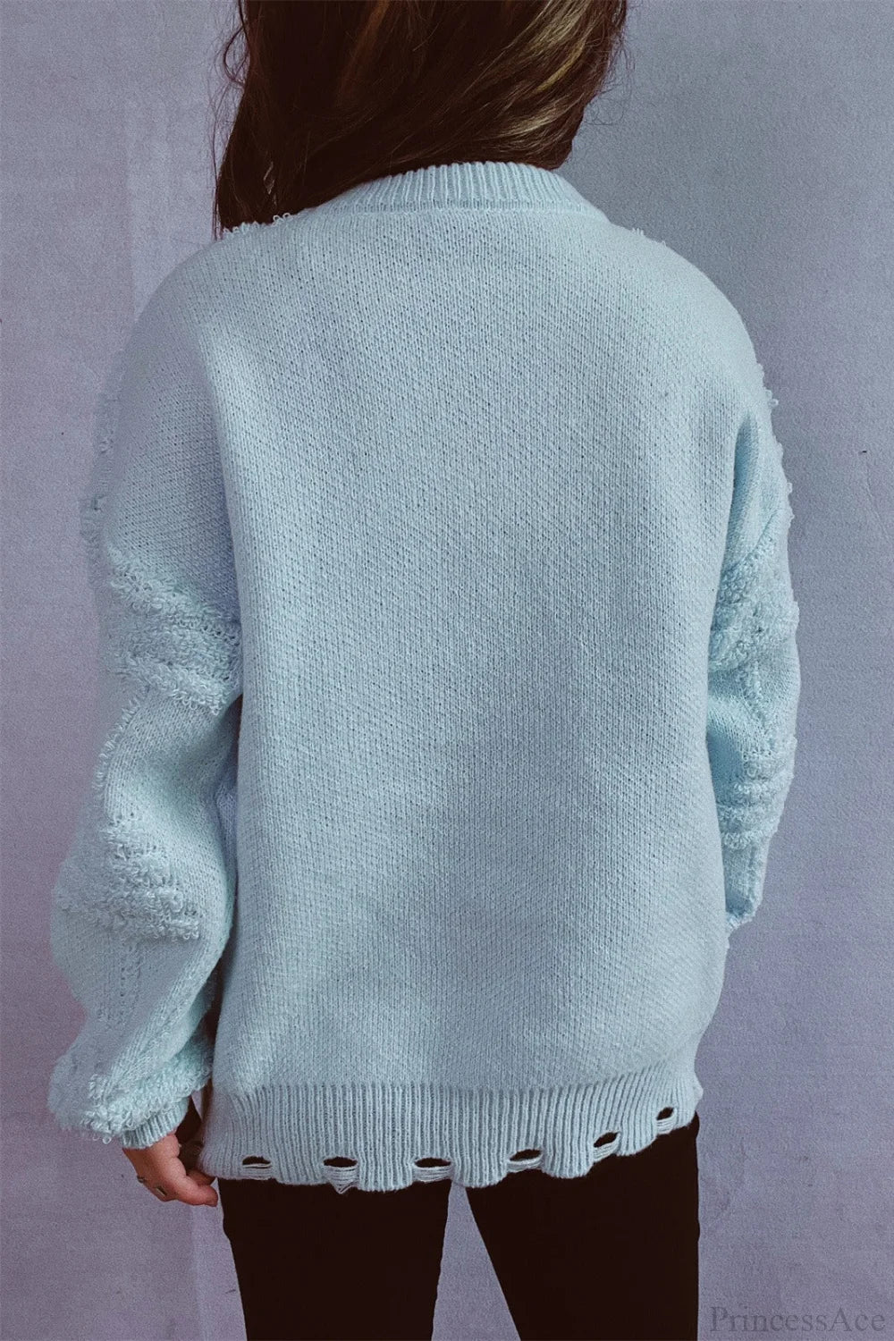 Velina Moda | Christmas 3D Tree Pearl Solid Flocked Sweater
