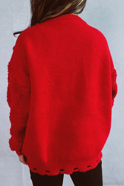 Velina Moda | Christmas 3D Tree Pearl Solid Flocked Sweater
