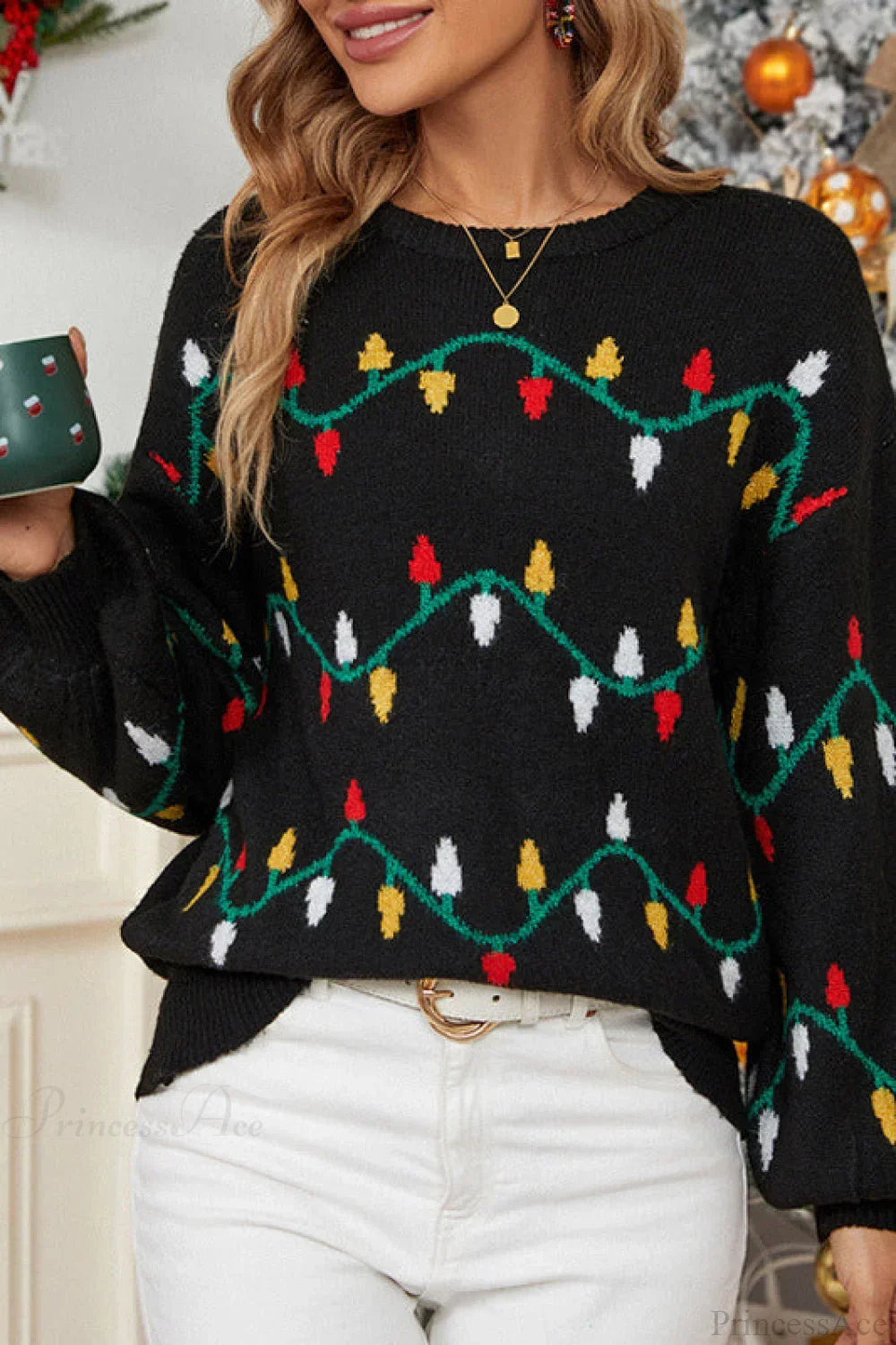 Velina Moda | Christmas Light Sweet Loose Sweater Knitted Sweater