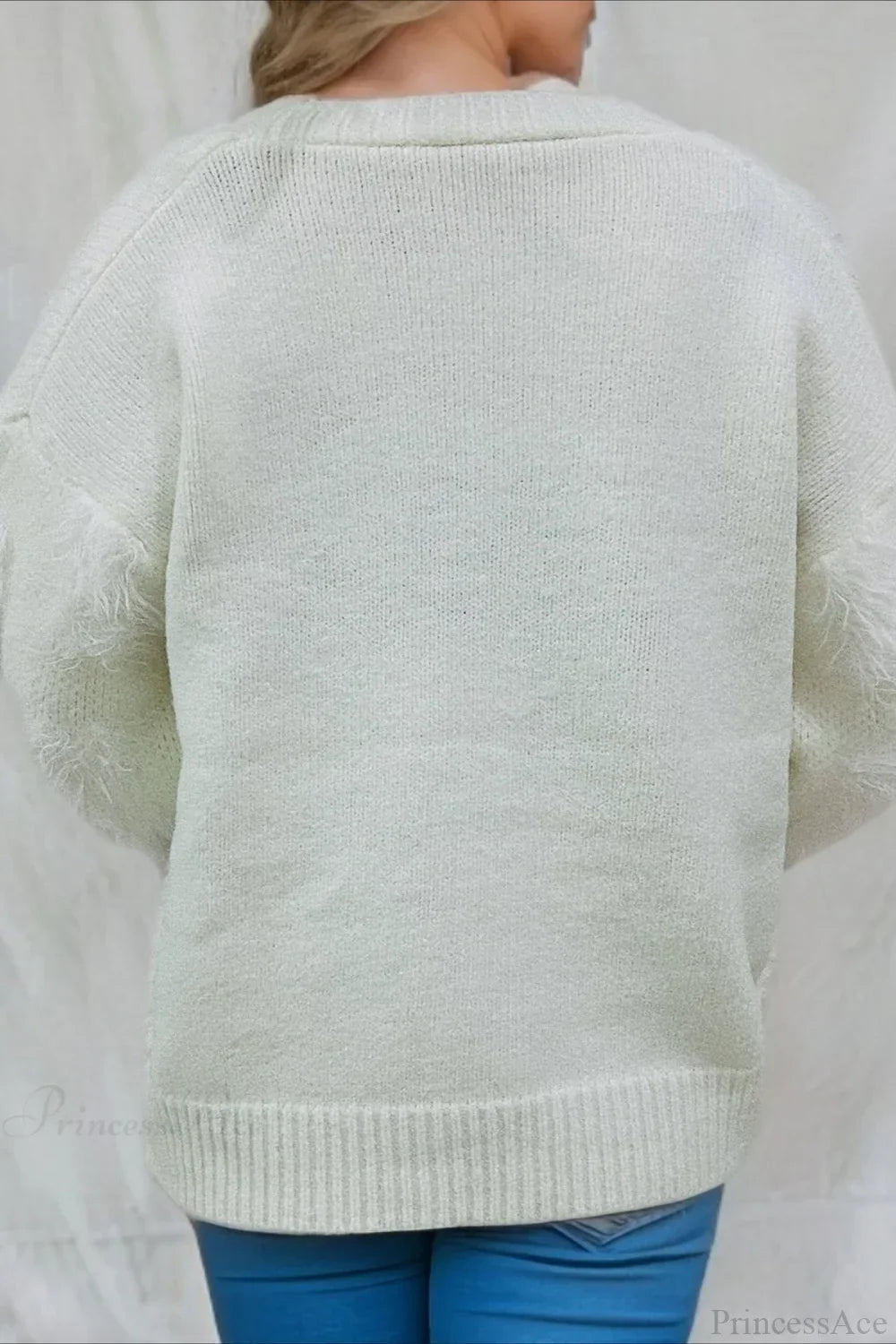 Velina Moda | Christmas Mink Fleece 3D Trim Single Breasted Cardigan Sweater