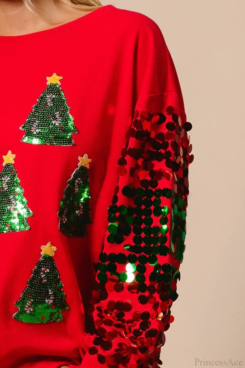 Velina Moda | Christmas Sequins Long Sleeve Casual Sweatshirt