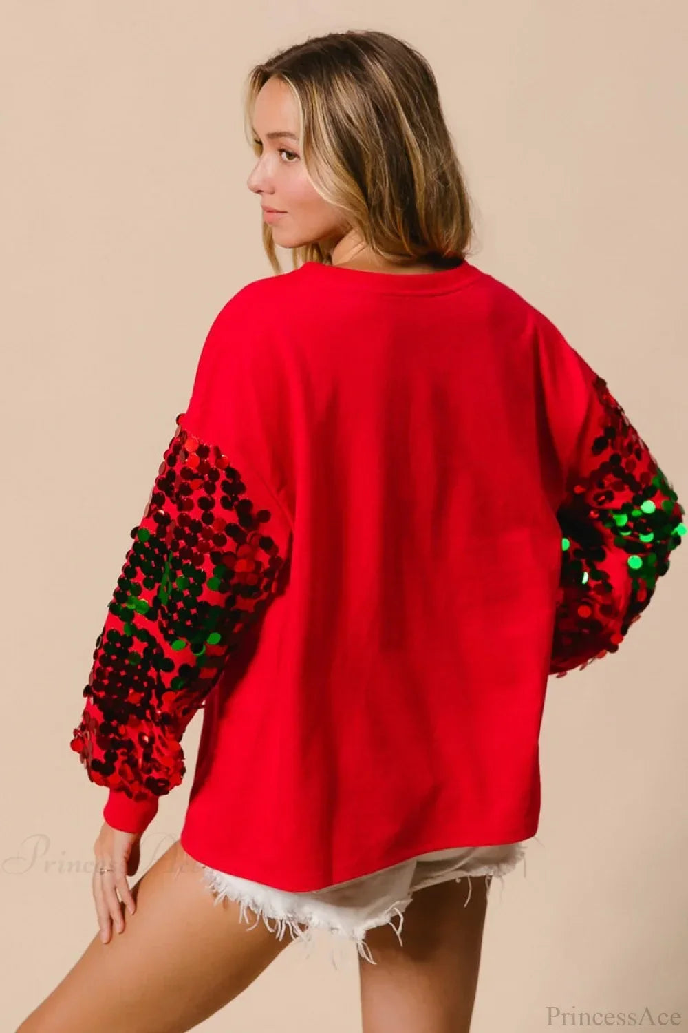 Velina Moda | Christmas Sequins Long Sleeve Casual Sweatshirt
