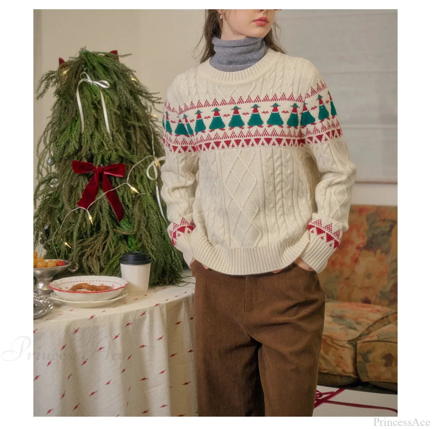 Velina Moda | Christmas Tree Vintage Fair Isle Sweater