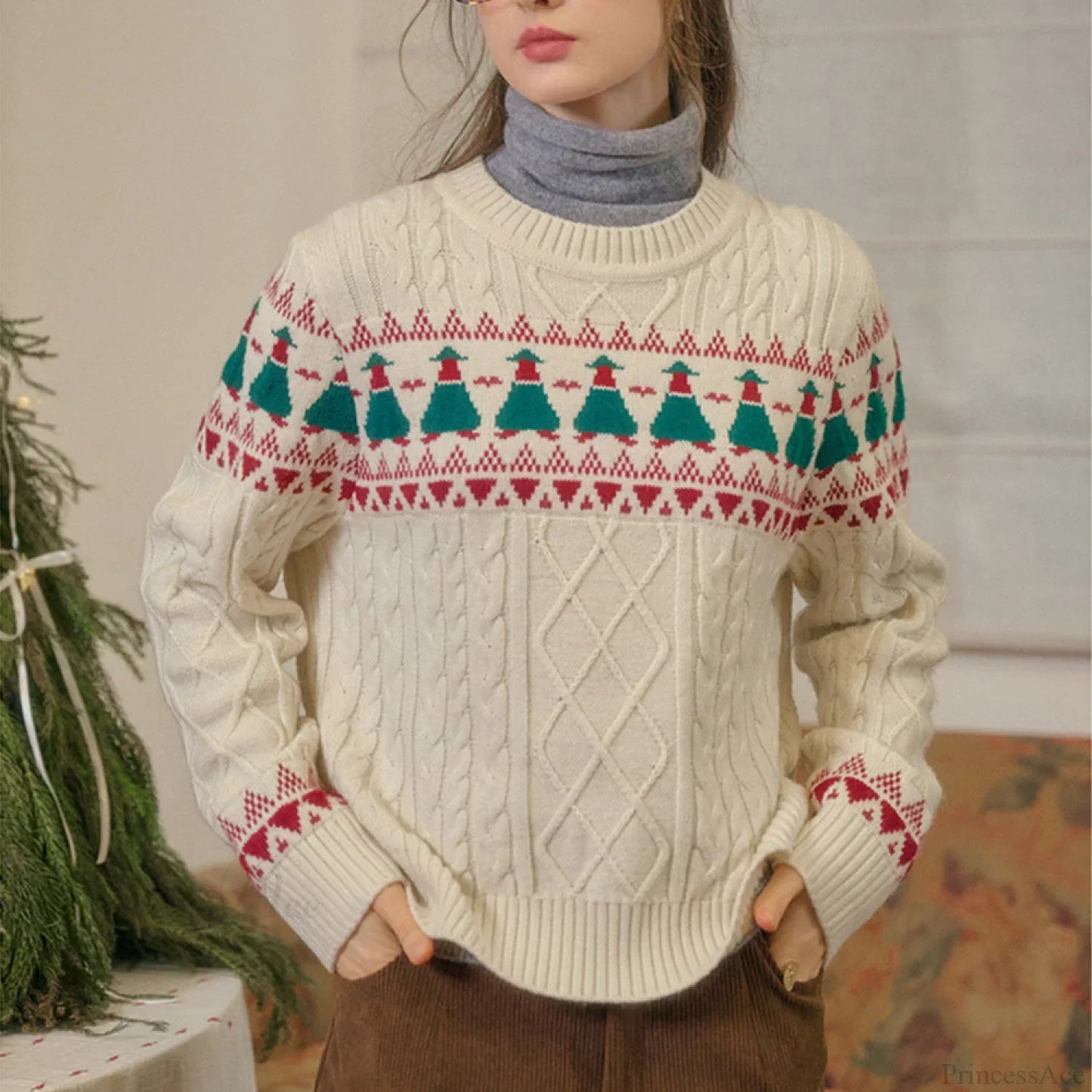 Velina Moda | Christmas Tree Vintage Fair Isle Sweater