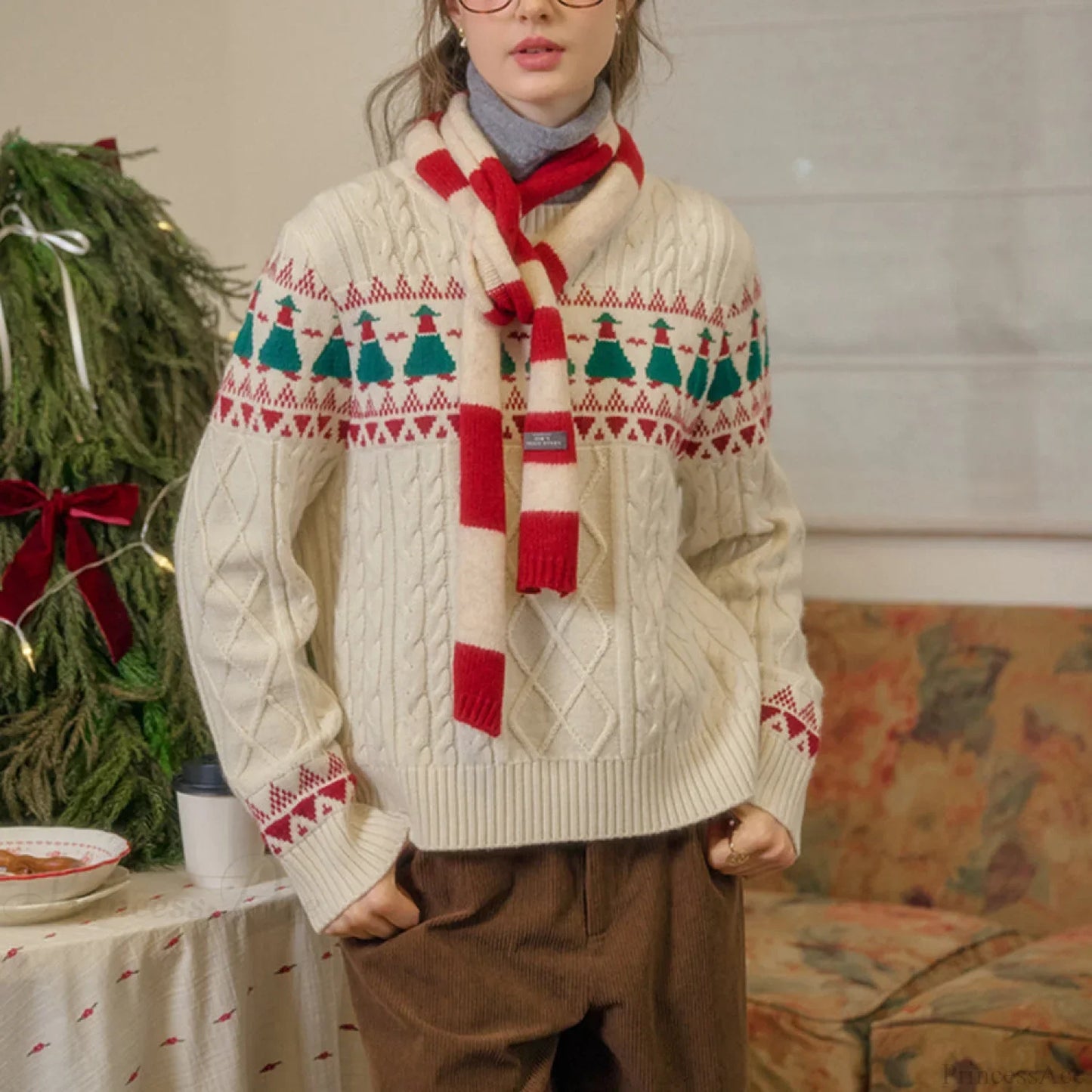 Velina Moda | Christmas Tree Vintage Fair Isle Sweater
