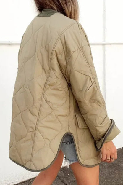 Velina Moda | Loose Cotton Jacket Color Block Pocket Casual Jacket