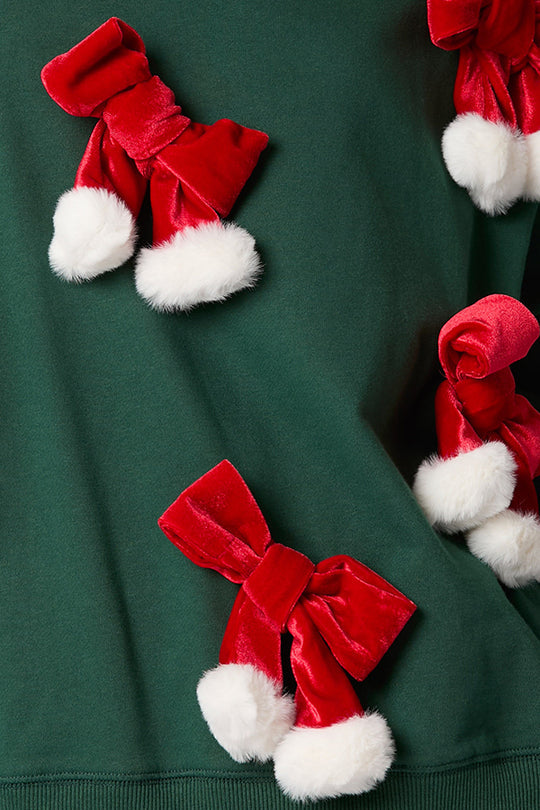 Velina Moda | Christmas Bow Decorated Casual Long Sleeve Sweatshirt