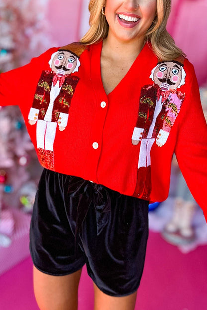 Velina Moda | Christmas Nutcracker Sequin Casual Cardigan