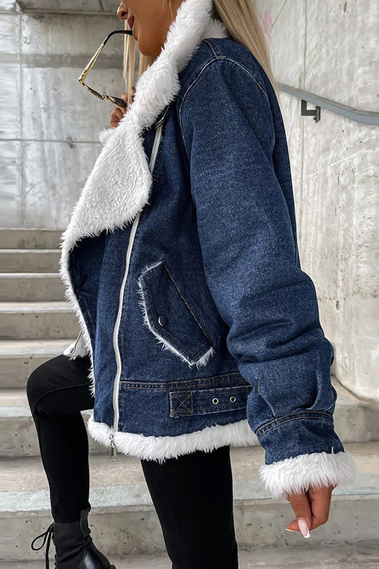 Velina Moda | Wool Patchwork Revers Loose Casual Jacket