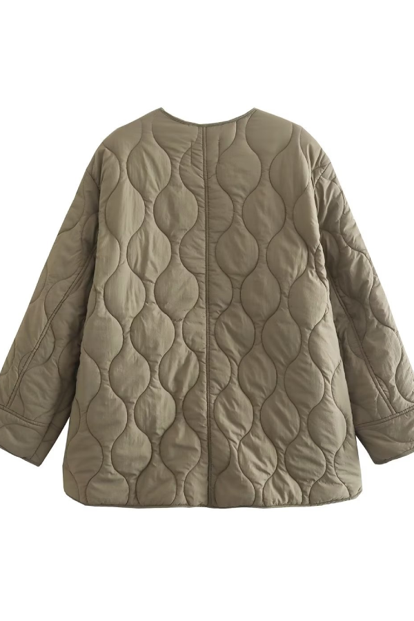 Velina Moda | Color Loose Round Neck Padded Jacket