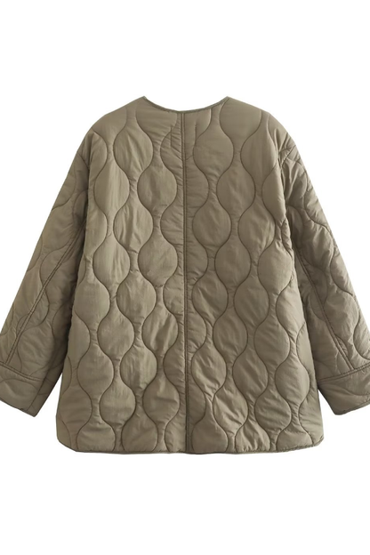 Velina Moda | Color Loose Round Neck Padded Jacket