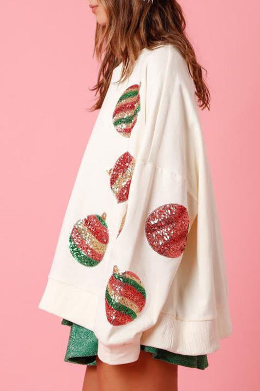 Velina Moda | Christmas Egg Sequin Casual Long Sleeve Sweatshirt
