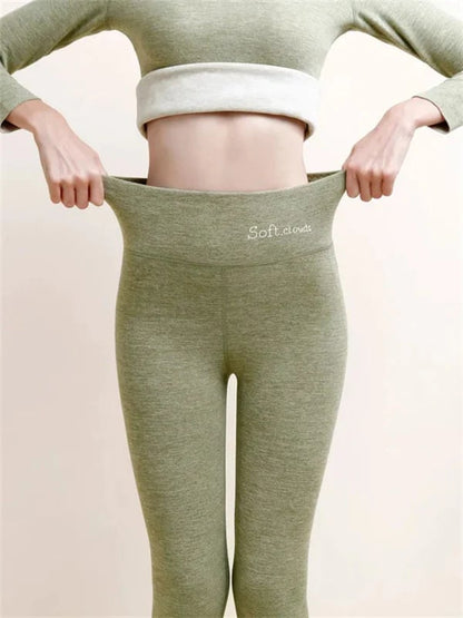 Velina Moda | Women's Winter Pants Fleece - Warm Leggings with Shaping Effect
