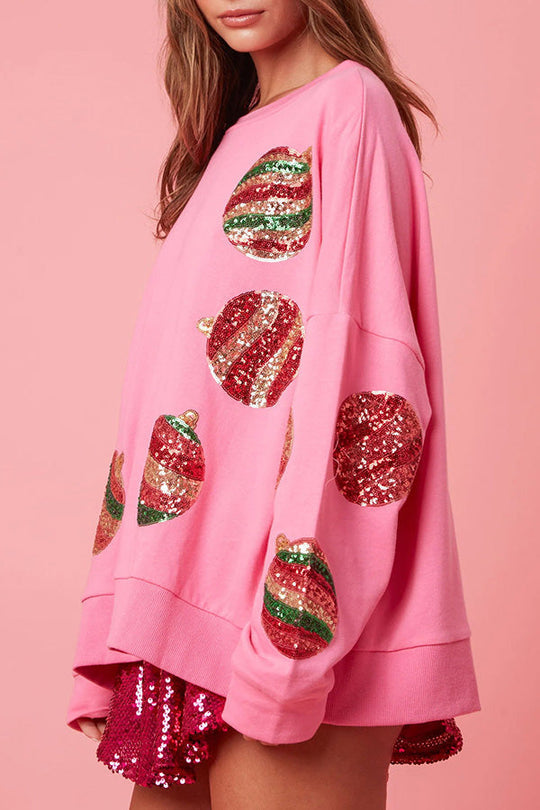 Velina Moda | Christmas Egg Sequin Casual Long Sleeve Sweatshirt